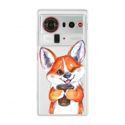 Силиконовый чехол Корги с кофе на ZTE Nubia Z80 Ultra