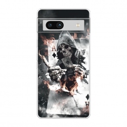Силиконовый чехол Карты черепа в капюшоне на Google Pixel 7a
