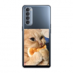 Силиконовый чехол Котик кушает на Oppo Reno 4 Pro