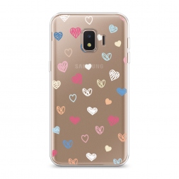 Силиконовый чехол Нежные сердечки рисунок на Samsung Galaxy J2 Core (2018/2020)