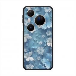 Матовый силиконовый чехол Голубые глазурные цветы на Huawei Pura 80 Ultra