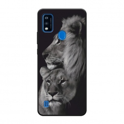 Матовый силиконовый чехол Лев и львица на ZTE Blade A51