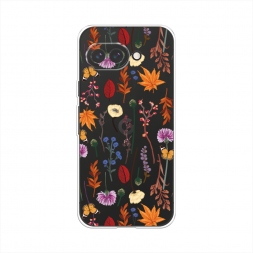 Силиконовый чехол Orange Purple flowers на Google Pixel 9a