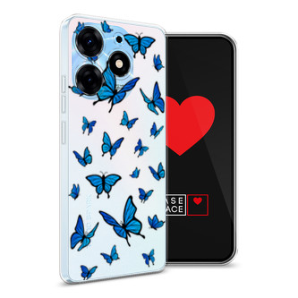Силиконовый чехол Синие бабочки на Tecno Spark 10 Pro