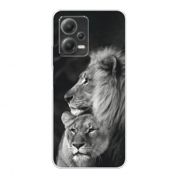 Силиконовый чехол Львиная пара на Xiaomi Poco X5 5G