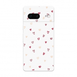 Soft touch белый Рисунок из сердечек на Google Pixel 7