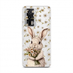 Силиконовый чехол Зайка с букетом на Poco F5 Pro