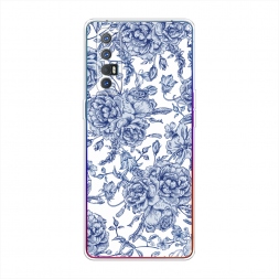 Силиконовый чехол Гжель цветы рисунок на Oppo Reno 3 Pro