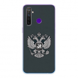 Силиконовый чехол Герб России серый на Realme 5 Pro