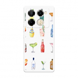 Чехол soft touch белый Летние напитки на Infinix Note 40 Pro 4G