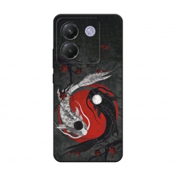 Матовый силиконовый чехол Японские карпы на Xiaomi Poco M7 Pro
