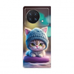 Силиконовый чехол Котик в голубой шапочке на Vivo X Fold