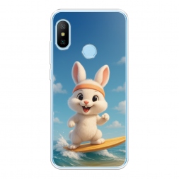 Силиконовый чехол Зайка на сёрфе на Xiaomi Redmi 6 Plus