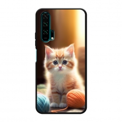 Матовый силиконовый чехол Рыжий котёнок с клубком на Honor 20 Pro
