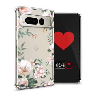 Силиконовый чехол Beautiful white flowers на Google Pixel Fold