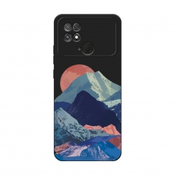 Матовый силиконовый чехол Закат в снежных горах на Xiaomi Poco C40