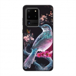 Матовый силиконовый чехол Птица на цветущем дереве на Samsung Galaxy S20 Ultra