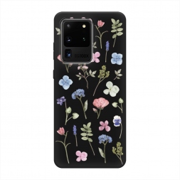 Матовый силиконовый чехол Гербарий из полевых цветов на Samsung Galaxy S20 Ultra
