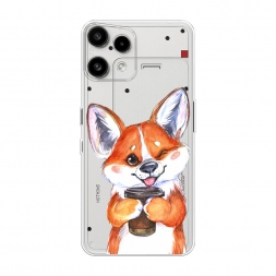 Силиконовый чехол Корги с кофе на Nothing Phone 3a lite