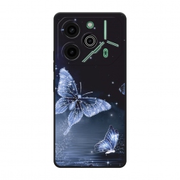 Матовый силиконовый чехол Кристальные бабочки на Tecno Pova 6 pro 5G