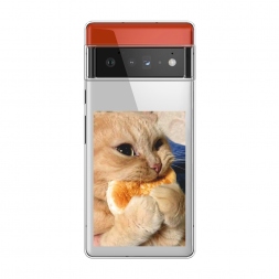 Силиконовый чехол Котик кушает на Google Pixel 6 Pro