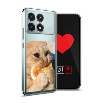 Силиконовый чехол Котик кушает на Xiaomi Redmi K70 5G