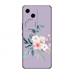 Матовый силиконовый чехол Нежный букет на фиолетовом на Vivo V30