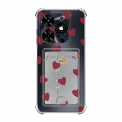 Карман Бордовые сердечки паттерн на Infinix Smart 8 Plus