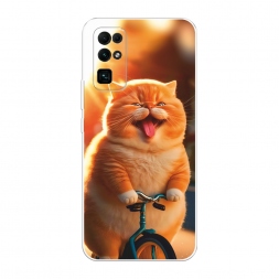 Силиконовый чехол Кот на велике на Honor 30