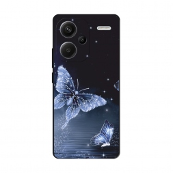 Матовый силиконовый чехол Кристальные бабочки на Xiaomi Redmi Note 13 Pro Plus