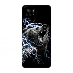 Матовый силиконовый чехол Гроза и медведь на Xiaomi Redmi Note 10S