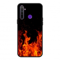 Матовый силиконовый чехол Все в огне на Realme 5