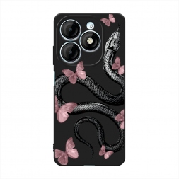 Матовый силиконовый чехол Snake and butterflies 3 на Itel P55