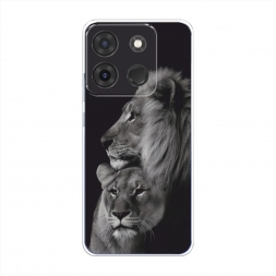 Силиконовый чехол Лев и львица на Infinix Smart 7 Plus
