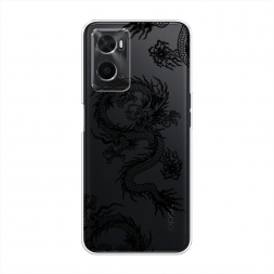 Силиконовый чехол Китайские драконы паттерн чёрный на Oppo A36