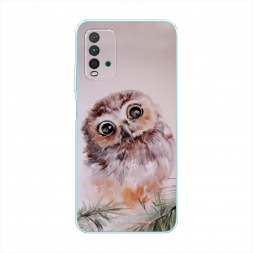 Силиконовый чехол Сова на розовом на Xiaomi Redmi 9T