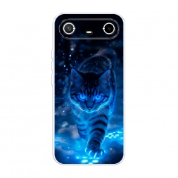 Силиконовый чехол Синий кот на Tecno Spark Slim