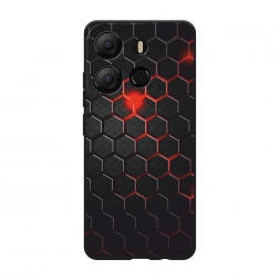 Матовый силиконовый чехол Фон соты красные на Tecno Pop 7
