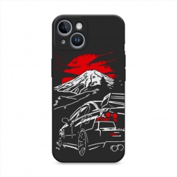 Матовый силиконовый чехол Машина в горах 1 на iPhone 14