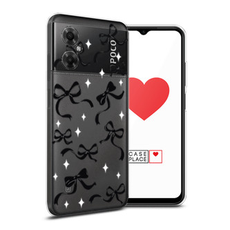 Силиконовый чехол Милые чёрные бантики на Xiaomi Poco M4 5G