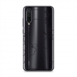 Силиконовый чехол В дороге чёрный на Xiaomi Mi 9 Lite