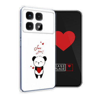 Силиконовый чехол Панда с сердечком 5 на Xiaomi Redmi K70 Ultra