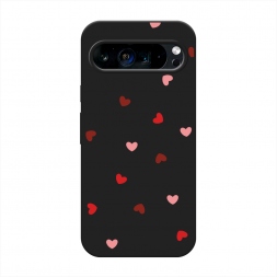 Матовый силиконовый чехол Бордовые сердечки 3 на Google Pixel 9 Pro XL