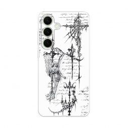 Силиконовый чехол Чёрно-белый рисунок ангелы на Samsung Galaxy S25 Plus