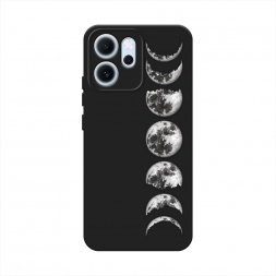 Матовый силиконовый чехол Фазы луны на Oppo Reno 14F