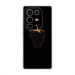 Силиконовый чехол Черно-золотая клубника на Infinix Note 50 pro