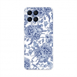 Силиконовый чехол Гжель цветы рисунок на Honor X8