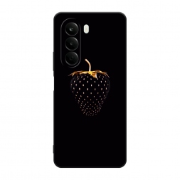 Матовый силиконовый чехол Черно-золотая клубника на Oneplus Nord CE6 Lite