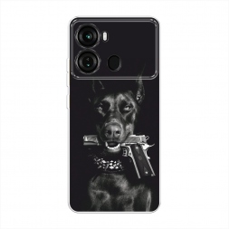 Силиконовый чехол Опасный доберман на Itel P40