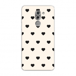 Силиконовый чехол Черные сердечки на белом на Honor 6X